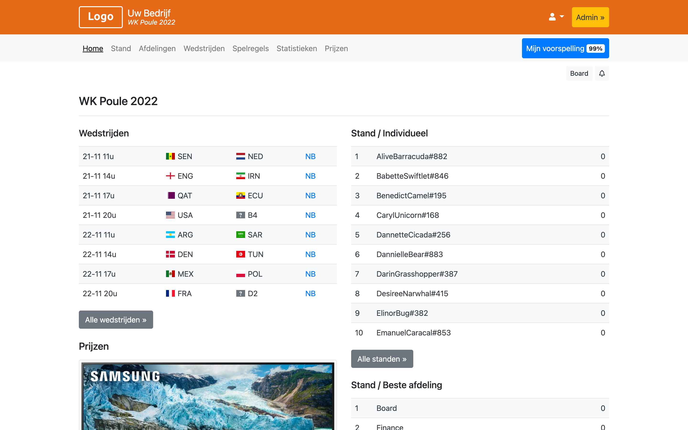 WK Poule 2022 Bedrijfspoule.nl